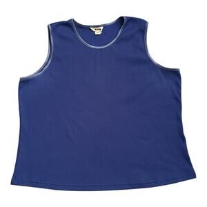 ALIA Womens Plus Size 3X Blue Polyester Rib Sleeveless Stretch Tank Top Shirt